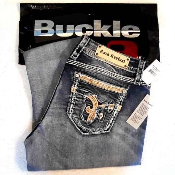 🆕️Rock Revival Easy Straight Jeans. Women's Plus Size: Waist 34x34 Inseam. - Picture 4 of 13